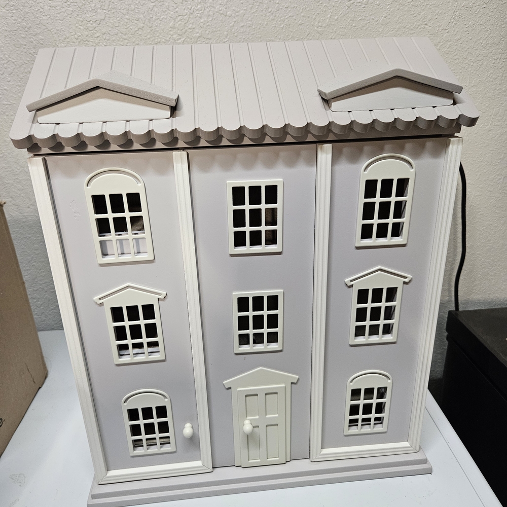 EUC Pottery Barn Kids Gray and White Dollhouse Jewlery Cabinet